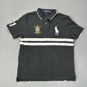 POLO RALPH LAUREN RUGBY Shirt XL Black White Stripe Cotton